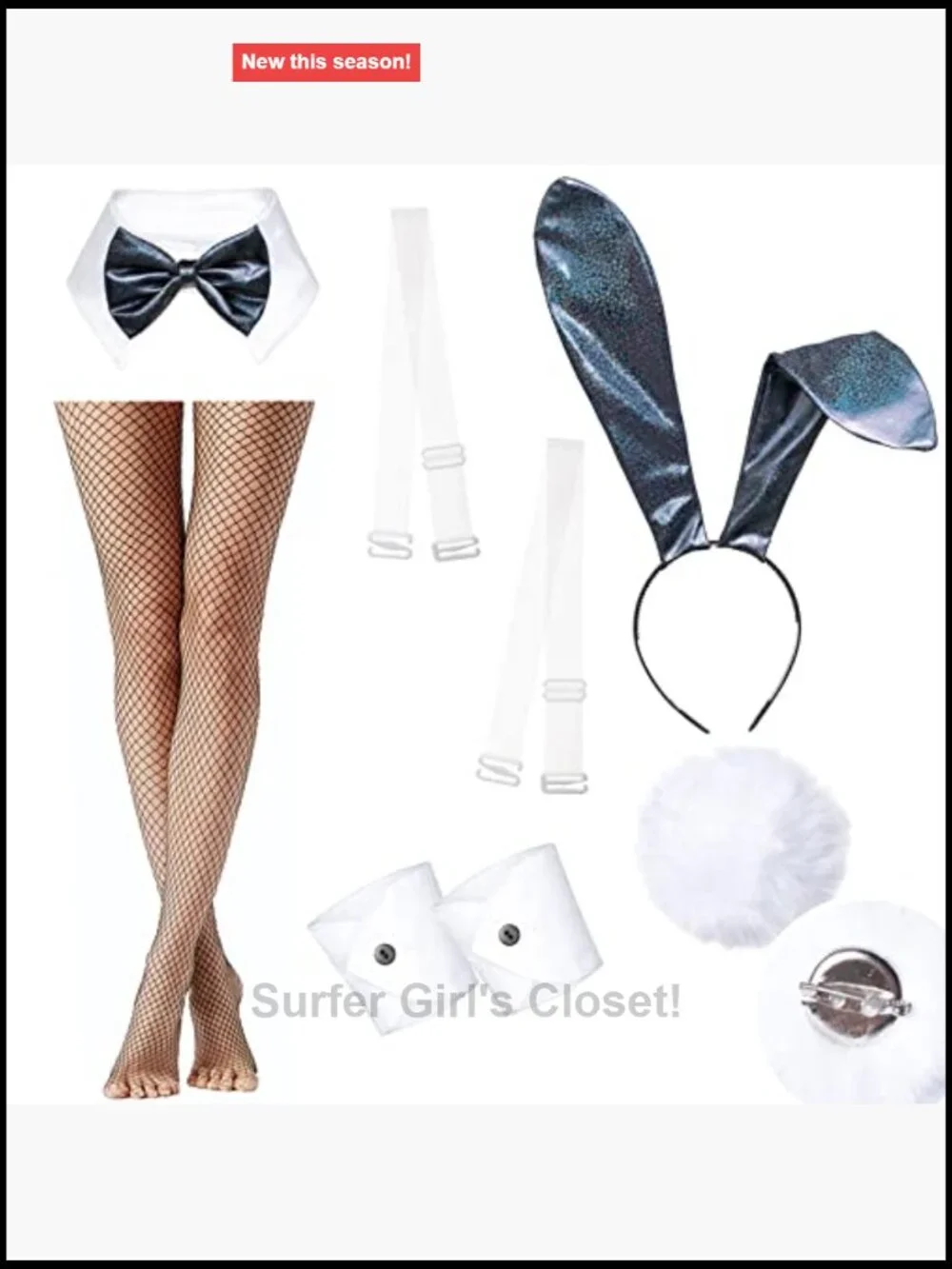 Wannsee Bunny Cosplay Bodysuit Set Holographic Polye